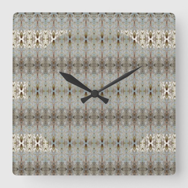 Dekorativ Künstlerisch Gemustert Quadratische Wanduhr (Vorderseite)