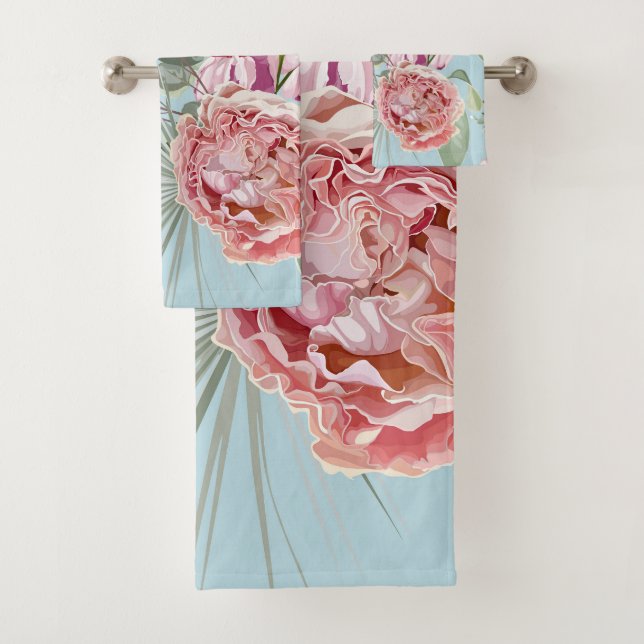 Dekorativ modern und stilvoll Flamingo Blumenblau Badhandtuch Set (Insitu)