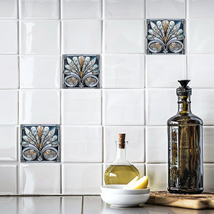 Dekorativ schwarzes weißes irisierendes Glas Gold Fliese
