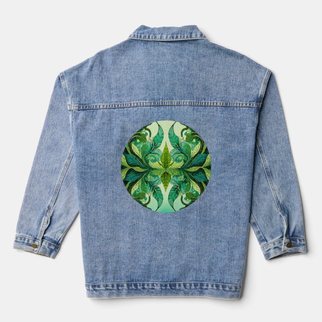 Dekorativ tropisch grün jeansjacke (Rückseite)