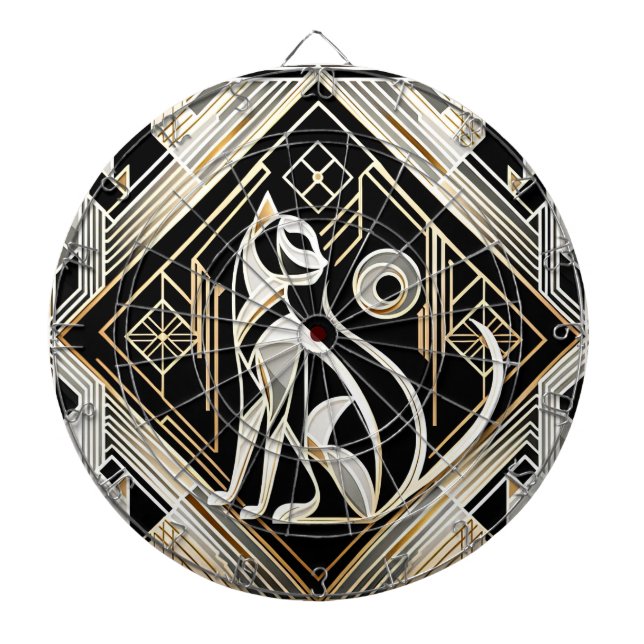 Dekorative Abstrakte schwarze Katze Dartboard Dartscheibe (vorne)