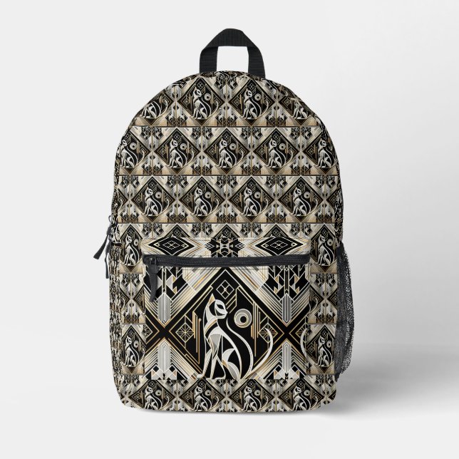 Dekorative Abstrakte Schwarzkatze Bedruckter Rucksack (Vorderseite)