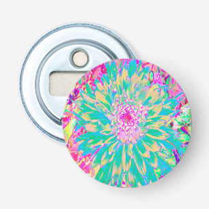 Dekorative Aquamarin Grün und Heiß Rosa Dahlia Blu Flaschenöffner