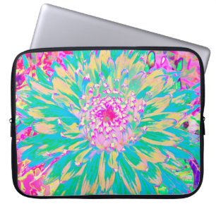 Dekorative Aquamarin Grün und Heiß Rosa Dahlia Blu Laptopschutzhülle
