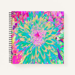 Dekorative Aquamarin Grün und Heiß Rosa Dahlia Blu Notizbuch