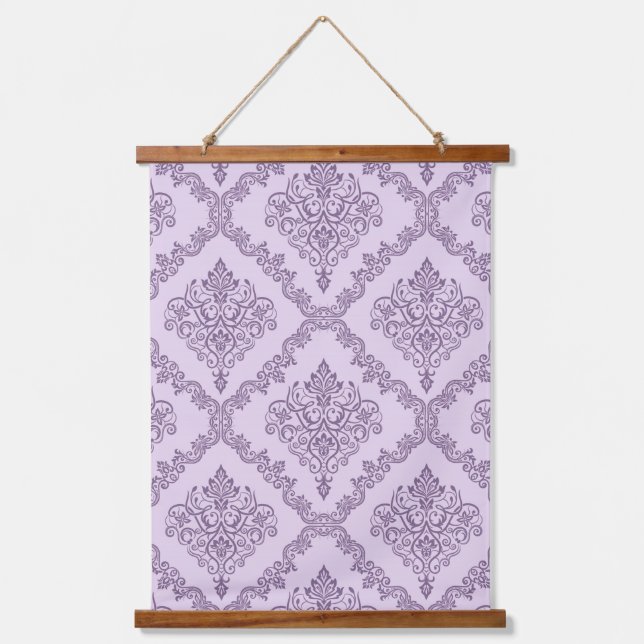 Dekorative Art Floral Muster Blume Lila Wandteppich Mit Holzrahmen (Vorderseite)