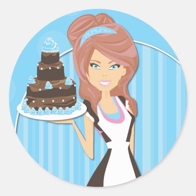 Dekorative Bäckeraufkleber Runder Aufkleber (Vorderseite)