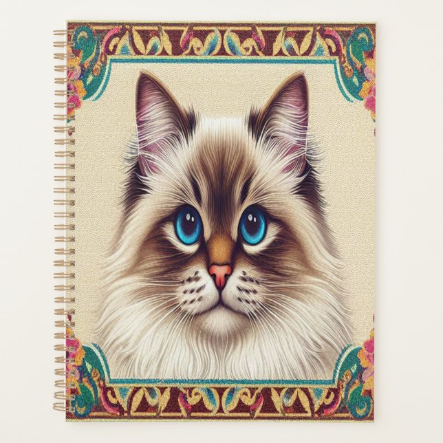 Dekorative Birman Cat farbenfrohe Gerahmte Grenze Planer (Vorderseite)