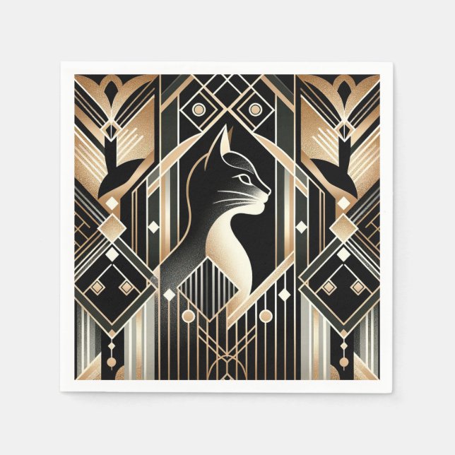 Dekorative Black Cat Abstrakt Napkins Serviette (Vorderseite)