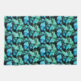 Dekorative blau-grüne Blätter Geschirrtuch