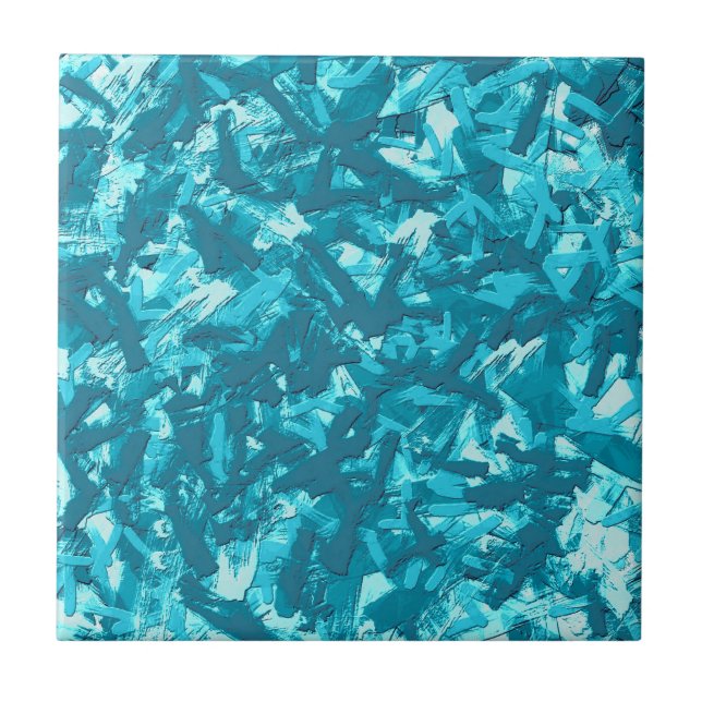 Dekorative Blaue Abstrakte Kunst Fliese (Vorderseite)