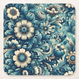 Dekorative blaue Blumen-Untersetzer aus Papier Me Rechteckiger Pappuntersetzer
