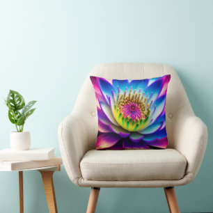 Dekorative blaue rosa Lotus Glitter Faux Folie Kissen