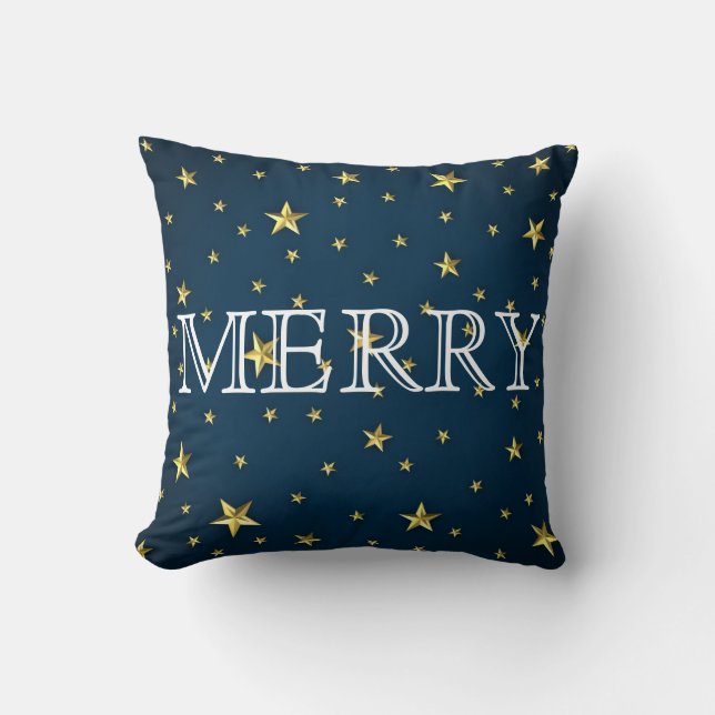 Dekorative Blue Stars Frohe Weihnachten Kissen (Vorderseite)
