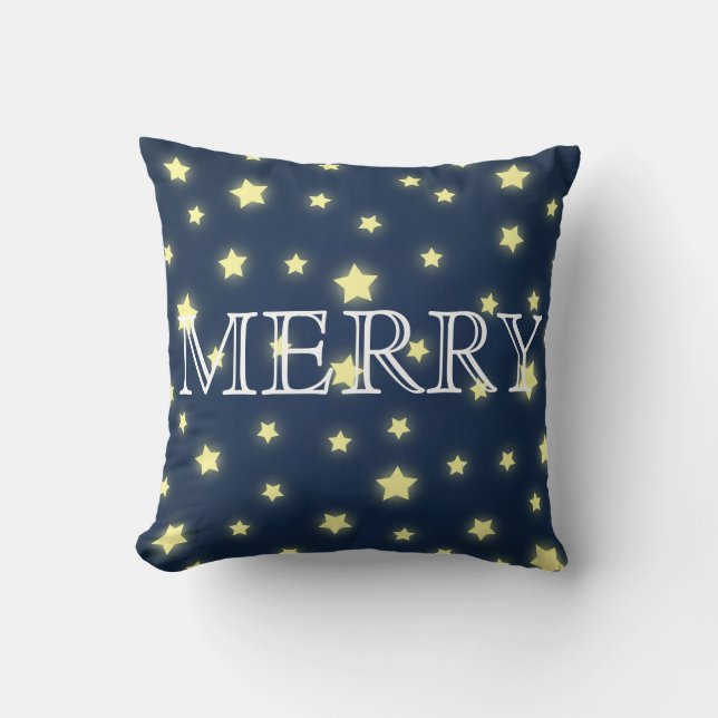 Dekorative Blue Stars Frohe Weihnachten Kissen (Vorderseite)
