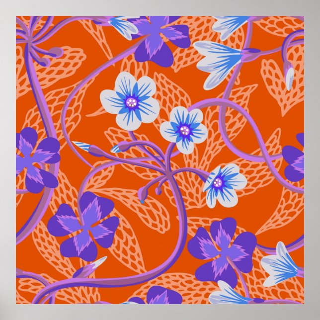 Dekorative blühende Wildblumen. Sommerblumenbad Poster (Vorne)