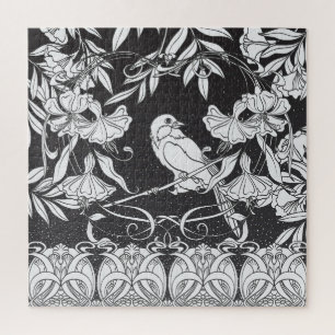 Dekorative Blume Bird Nouveau Poster