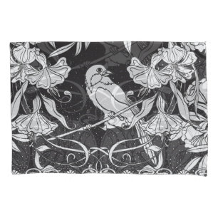 Dekorative Blume Bird Nouveau Poster Kissenbezug