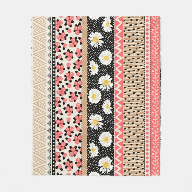 Dekorative Blume: Muster für Fliesen Fleecedecke (Vorderseite)