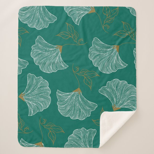 Dekorative Blume Nahtloses Muster Sherpadecke (Vorderseite)