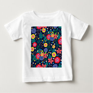 Dekorative Blume und Blätter, Muster-48675 Baby T-shirt