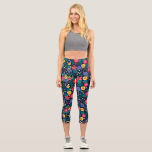 Dekorative Blume und Blätter, Muster-48675 Capri Leggings