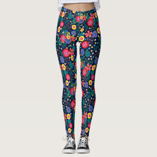 Dekorative Blume und Blätter, Muster-48675 Leggings