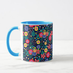 Dekorative Blume und Blätter, Muster-48675 Tasse