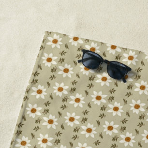 Dekorative Blumen in Weiß und Beige Strandtuch