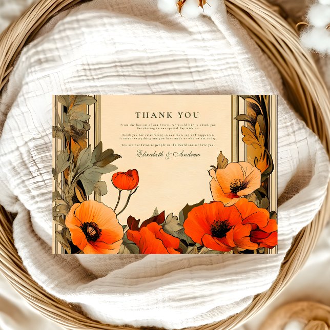 Dekorative Blumendarbietung Poppy Hochzeit Dankeskarte (Von Creator hochgeladen)