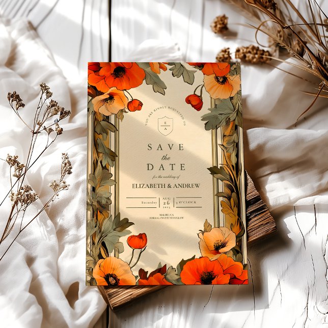 Dekorative Blumendarbietung Poppy Hochzeit Save The Date (Von Creator hochgeladen)