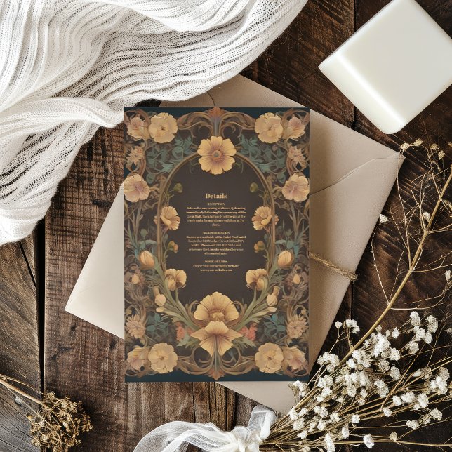 Dekorative Blumenhochzeit im Jugendstil Begleitkarte (Von Creator hochgeladen)