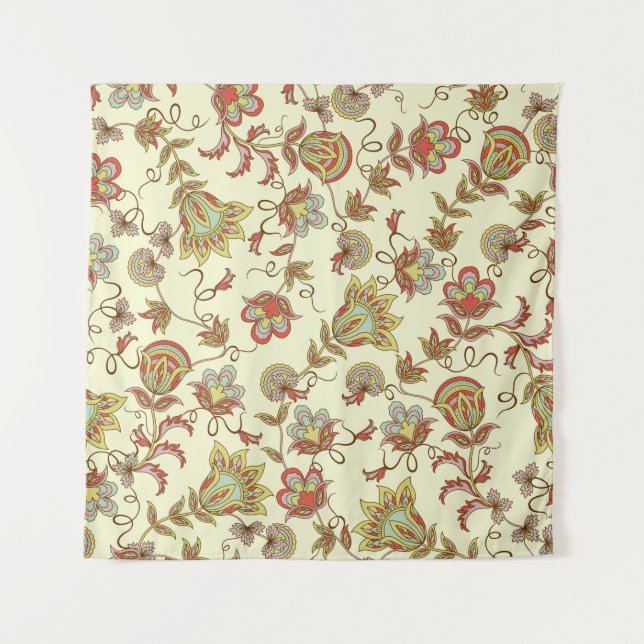 Dekorative Blumenmuster mit zarten Pflanze  Wandteppich (Vorderseite)