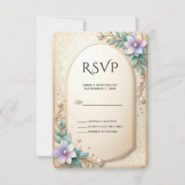 Dekorative Blumenrahmen mit Perlen RSVP-Karte RSVP Karte