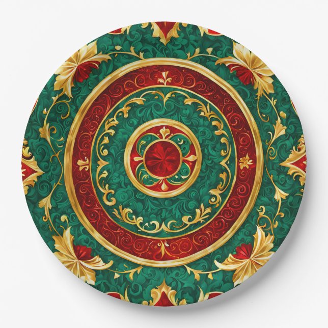 Dekorative Blumenweihnachtszettel Pappteller (Vorderseite)