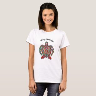 Dekorative Blumenzierkunst der Meeresschildkröte T-Shirt