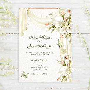 Dekorative botanische Blumelhochzeit Einladung