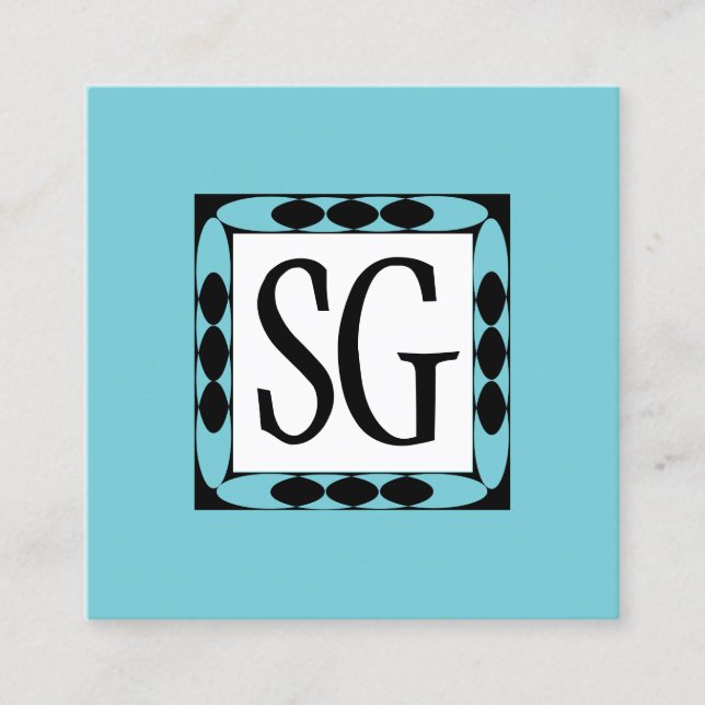 Dekorative Box 02 - Initialen - Robin Egg Blue Quadratische Visitenkarte (Vorderseite)