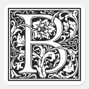 Dekorative Buchstabe-Initiale "B" Quadratischer Aufkleber