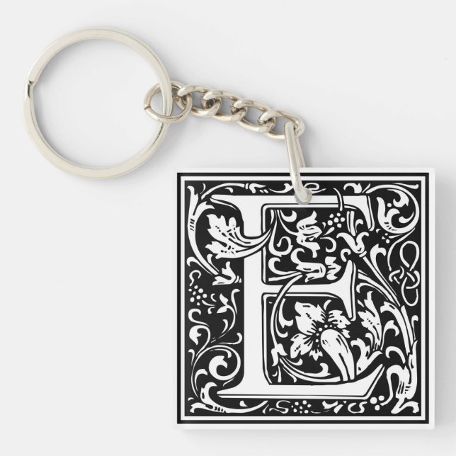Dekorative Buchstabe-Initiale "E" Schlüsselanhänger (Vorderseite)