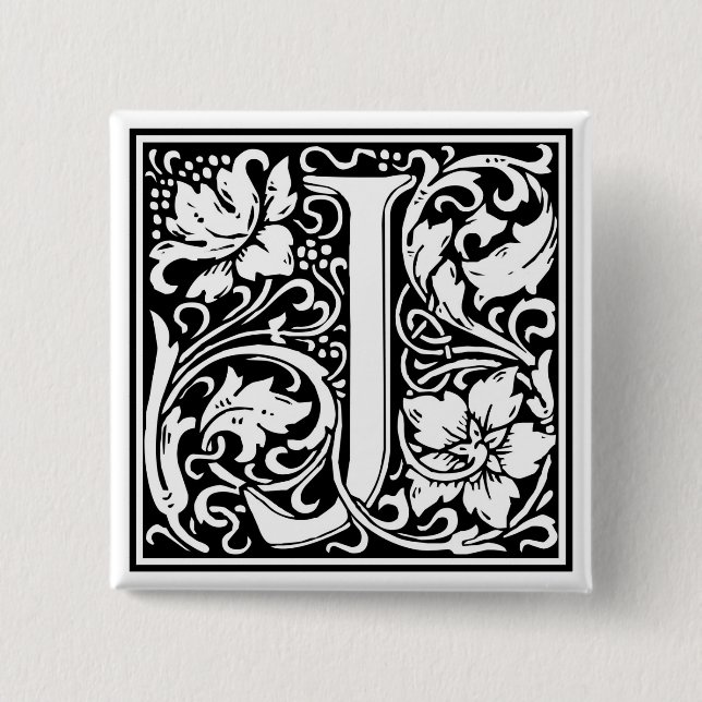 Dekorative Buchstabe-Initiale "J" Button (Vorderseite)