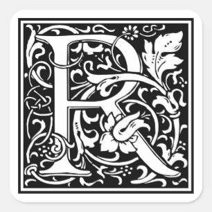 Dekorative Buchstabe-Initiale "R" Quadratischer Aufkleber