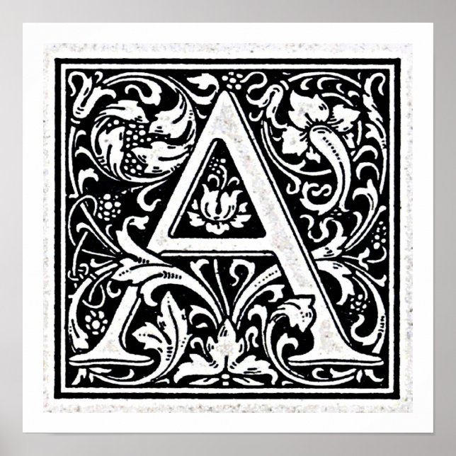 Dekorative Buchstaben "A" Holzschnitt Holzblock-Ur Poster (Vorne)