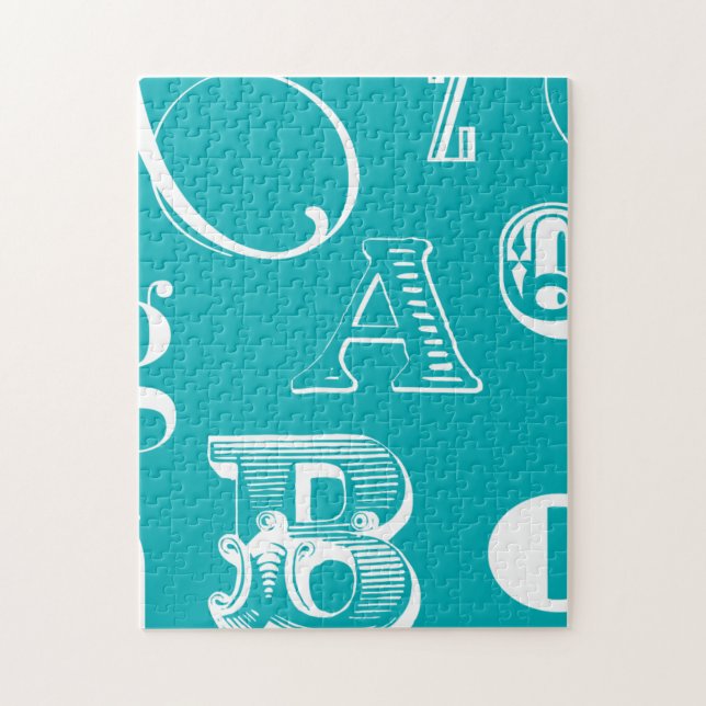 Dekorative Buchstaben auf blauem Hintergrund (Vertikal)