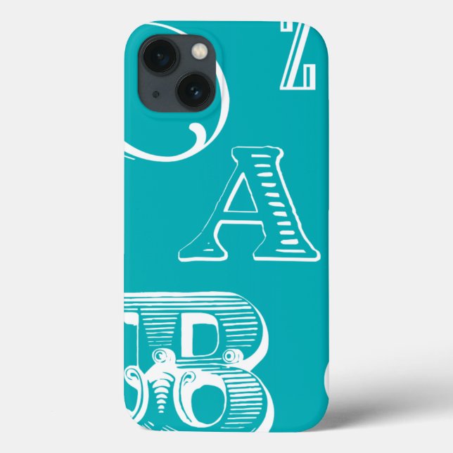 Dekorative Buchstaben auf blauem Hintergrund Case-Mate iPhone Hülle (Rückseite)