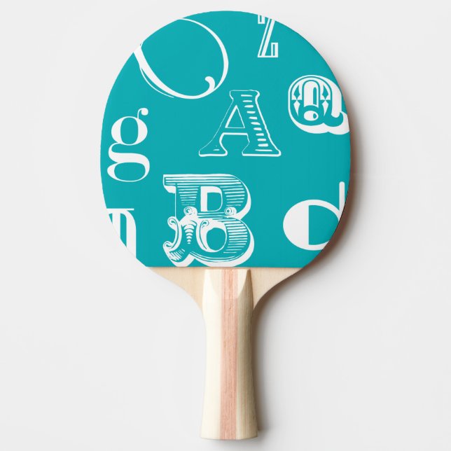 Dekorative Buchstaben auf blauem Hintergrund Tischtennis Schläger (Vorderseite)