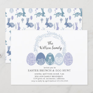 Dekorative Bunny und Ostereier Brunch Einladung