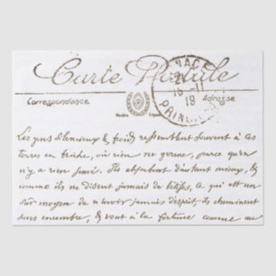 Dekorative Carte Postale französische Schrift deco Seidenpapier