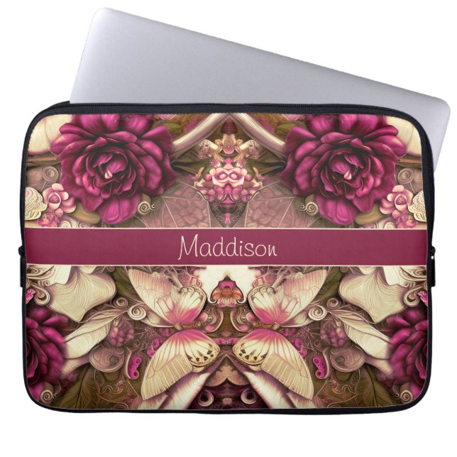 Dekorative Collage Butterfets und Rose Laptop Sl Laptopschutzhülle (Vorderseite)