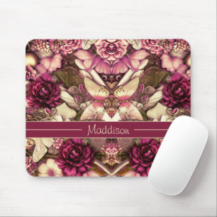Dekorative Collage Schmetterlinge und Rosen-Mauspa Mousepad
